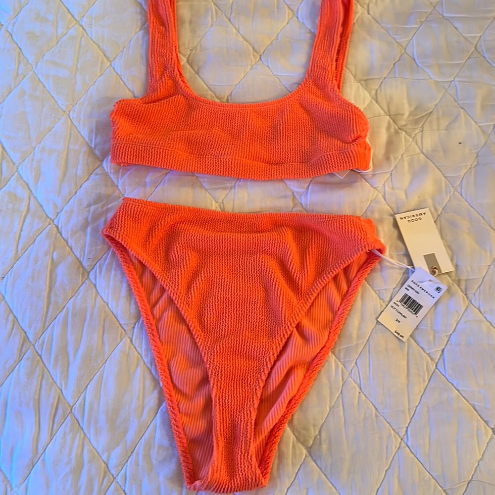 Good American bright orange / pink swimsuit size medium